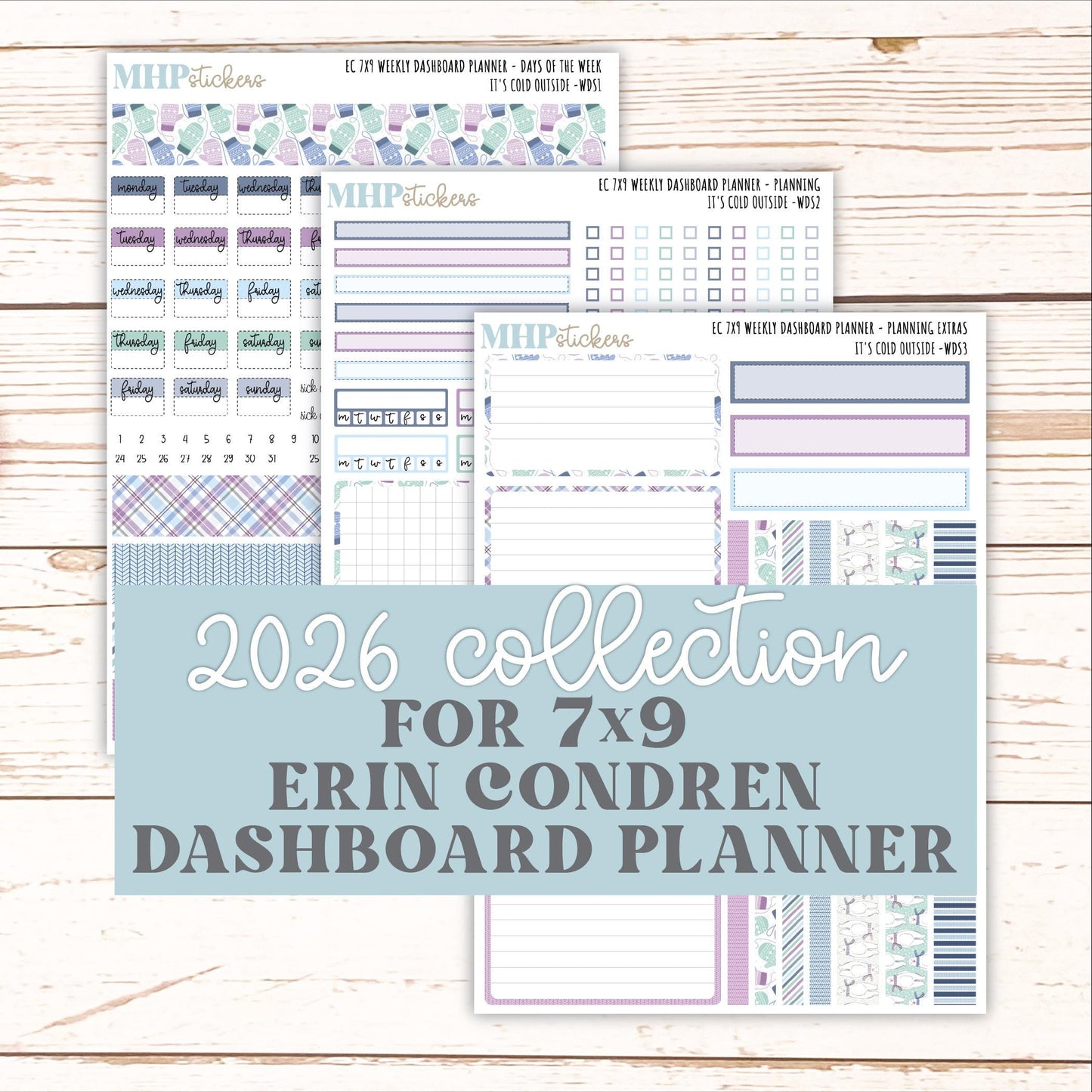 JANUARY Weekly Dashboard Kit for 7x9 Erin Condren Planners. 2026 Collection "It's Cold Outside" || ECWDS
