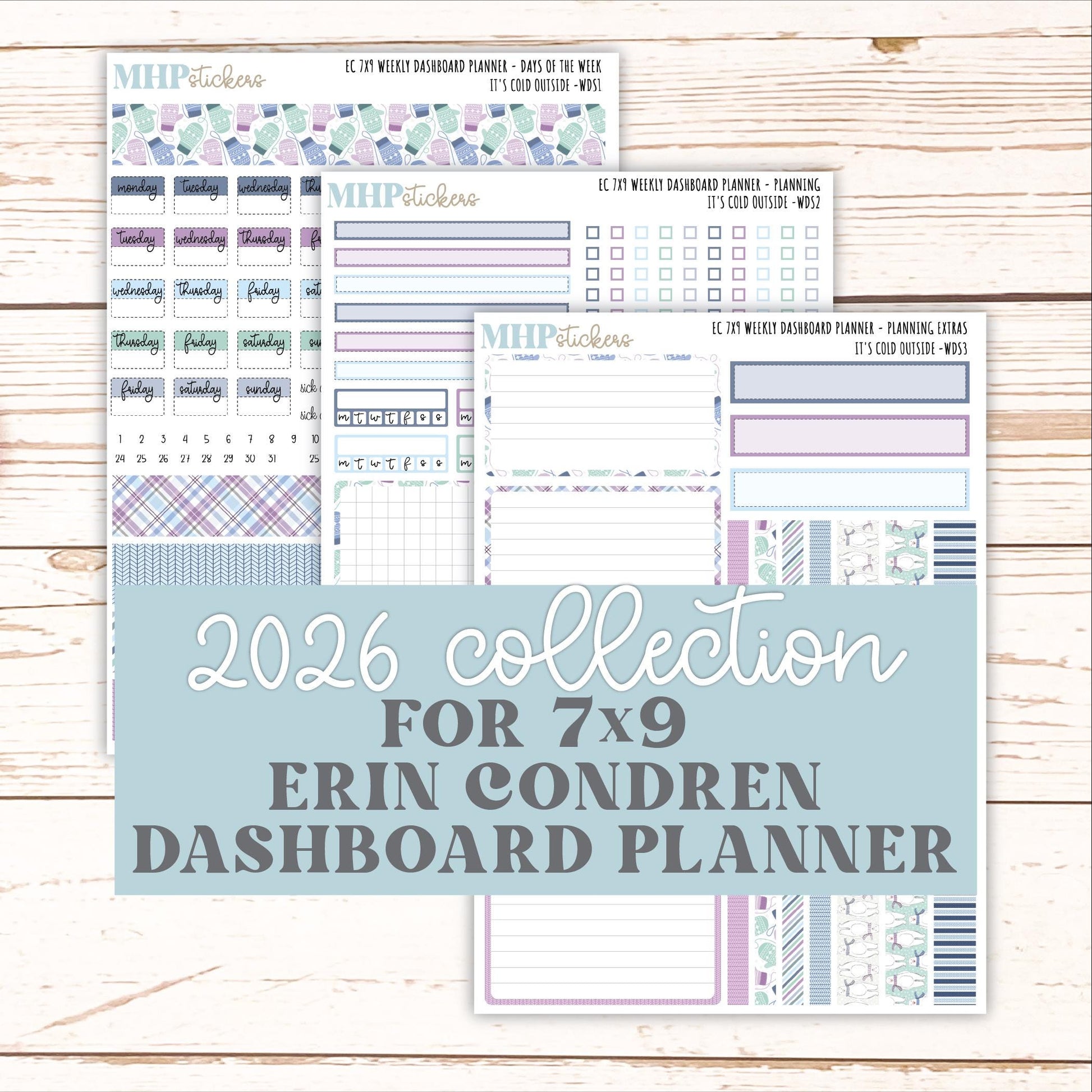 JANUARY Weekly Dashboard Kit for 7x9 Erin Condren Planners. 2026 Collection "It's Cold Outside" || ECWDS