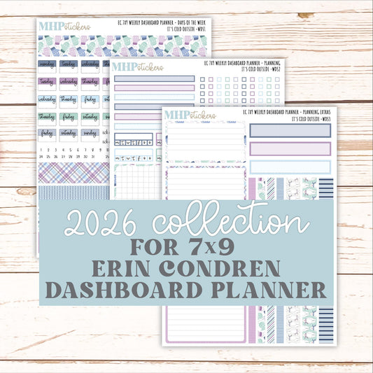 JANUARY Weekly Dashboard Kit for 7x9 Erin Condren Planners. 2026 Collection "It's Cold Outside" || ECWDS