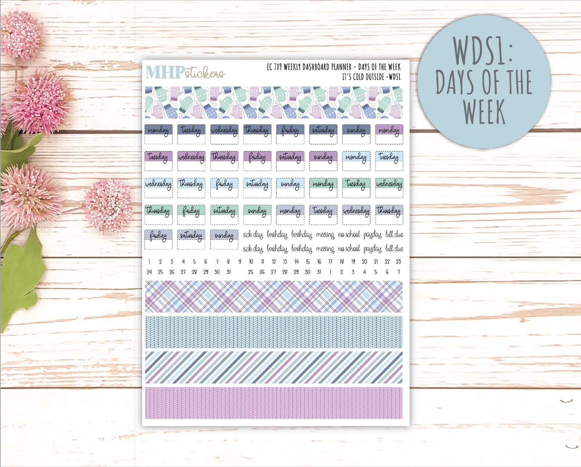 JANUARY Weekly Dashboard Kit for 7x9 Erin Condren Planners. 2026 Collection "It's Cold Outside" || ECWDS