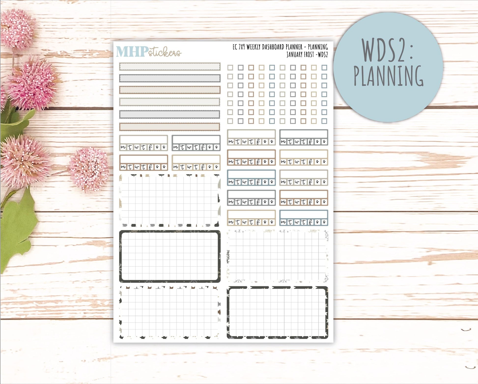 JANUARY Weekly Dashboard Kit for 7x9 Erin Condren Planners. 2026 Collection "January Frost" || ECWDS