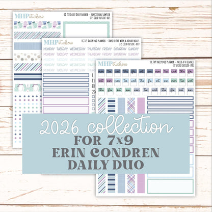 JANUARY Daily Duo Sticker Kit for 7x9 Erin Condren Planners. 2026 Collection "It's Cold Outside" || ECDD