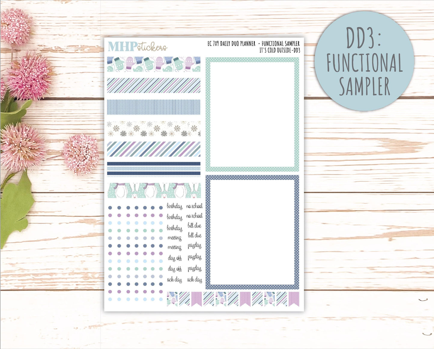JANUARY Daily Duo Sticker Kit for 7x9 Erin Condren Planners. 2026 Collection "It's Cold Outside" || ECDD