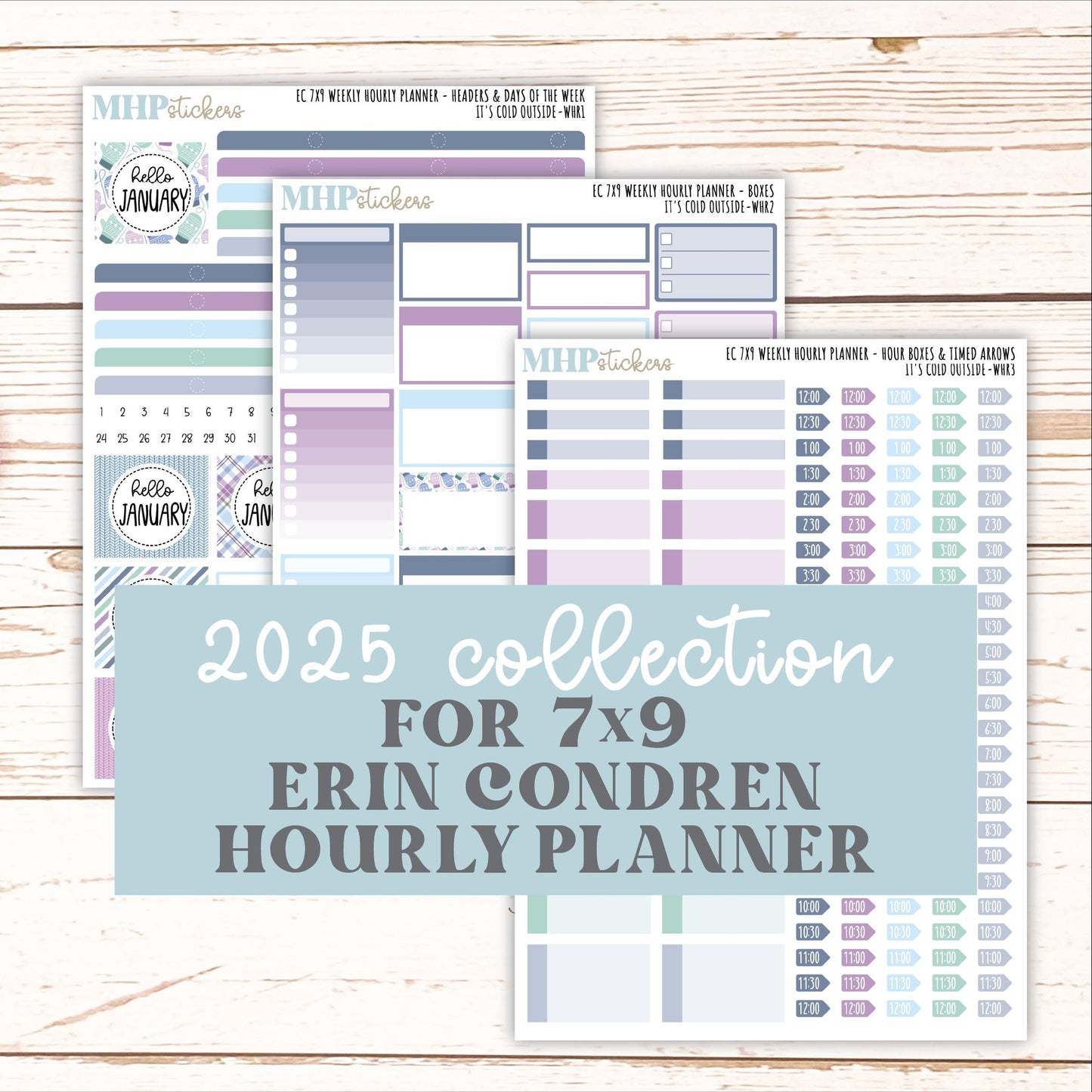 JANUARY Weekly Hourly Planning Kits for 7x9 Erin Condren Planners. 2026 Collection "It's Cold Outside" || ECWHR