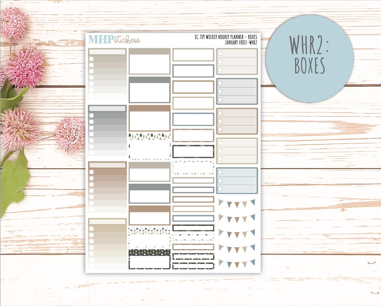 JANUARY Weekly Hourly Planning Kits for 7x9 Erin Condren Planners. 2026 Collection "January Frost" || ECWHR