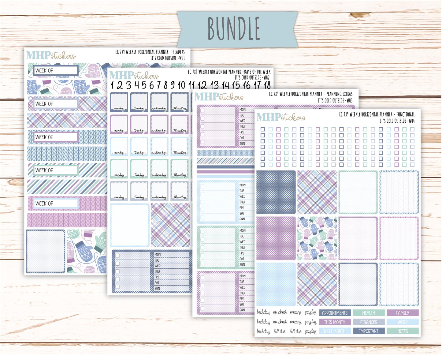 JANUARY Weekly Horizontal Planning Kit for 7x9 Erin Condren Planners. 2026 Collection "It's Cold Outside" || ECWH