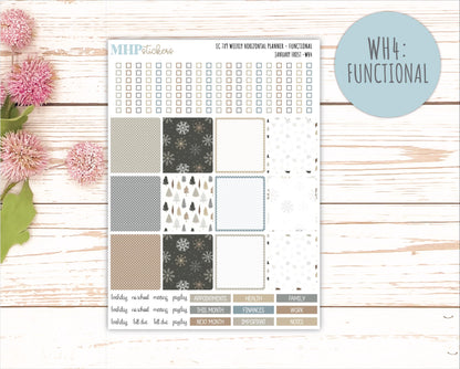 JANUARY Weekly Horizontal Planning Kit for 7x9 Erin Condren Planners. 2026 Collection "January Frost" || ECWH