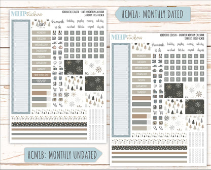 JANUARY 2026 Stickers for Hobonichi Cousin. A5 Planners "January Frost" || HCFC