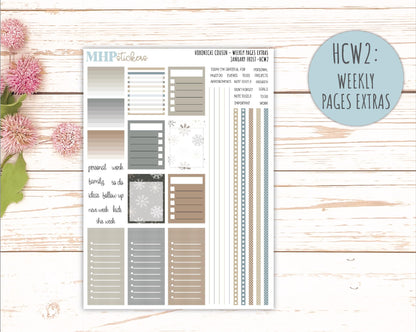 JANUARY 2026 Stickers for Hobonichi Cousin. A5 Planners "January Frost" || HCFC