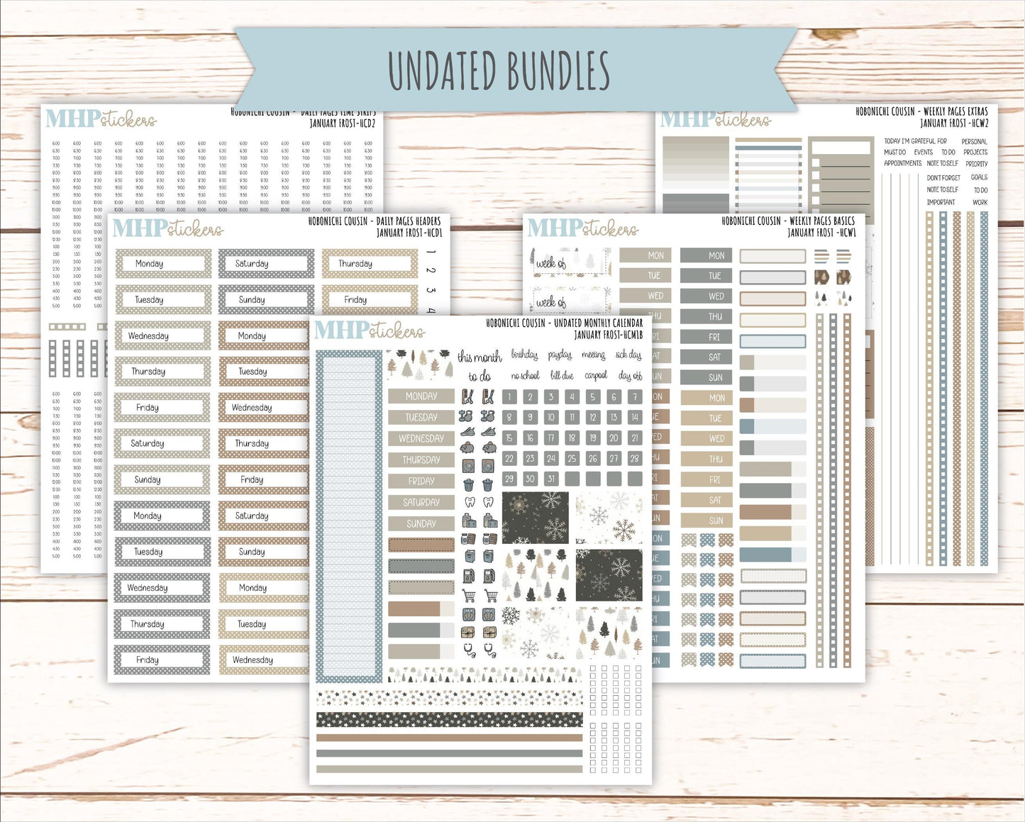 JANUARY 2026 Stickers for Hobonichi Cousin. A5 Planners "January Frost" || HCFC