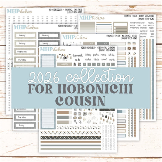 JANUARY 2026 Stickers for Hobonichi Cousin. A5 Planners "January Frost" || HCFC