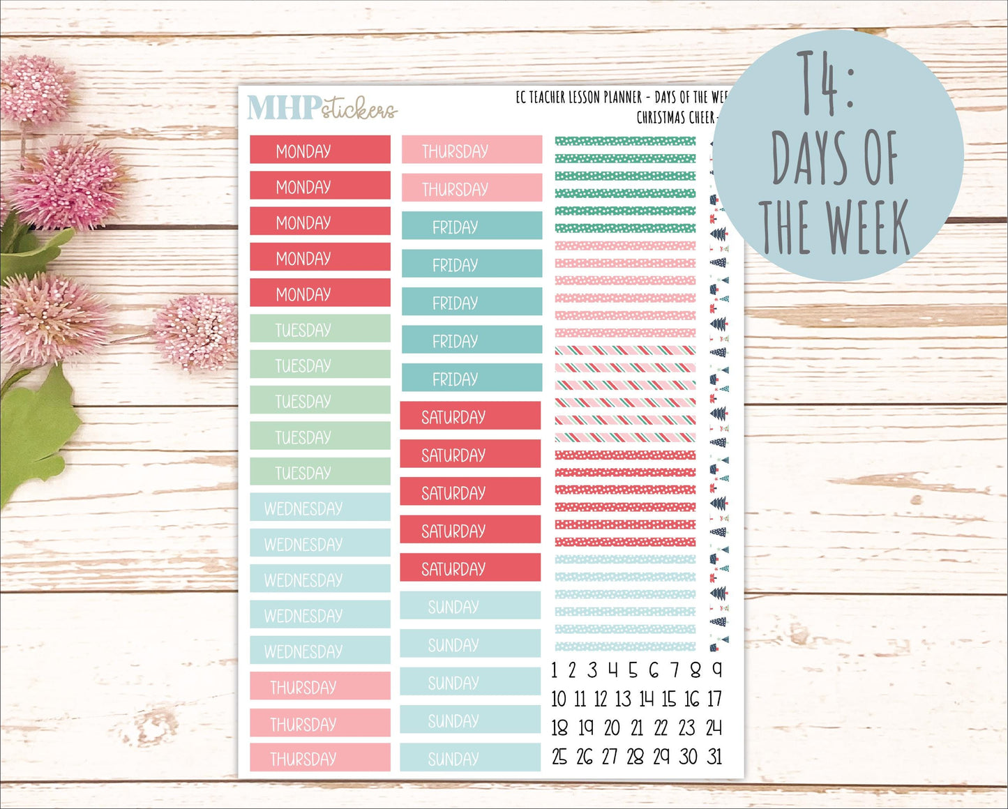 DECEMBER Stickers for EC Teacher Lesson Planner. 2025 Collection Christmas Cheer" || ECT