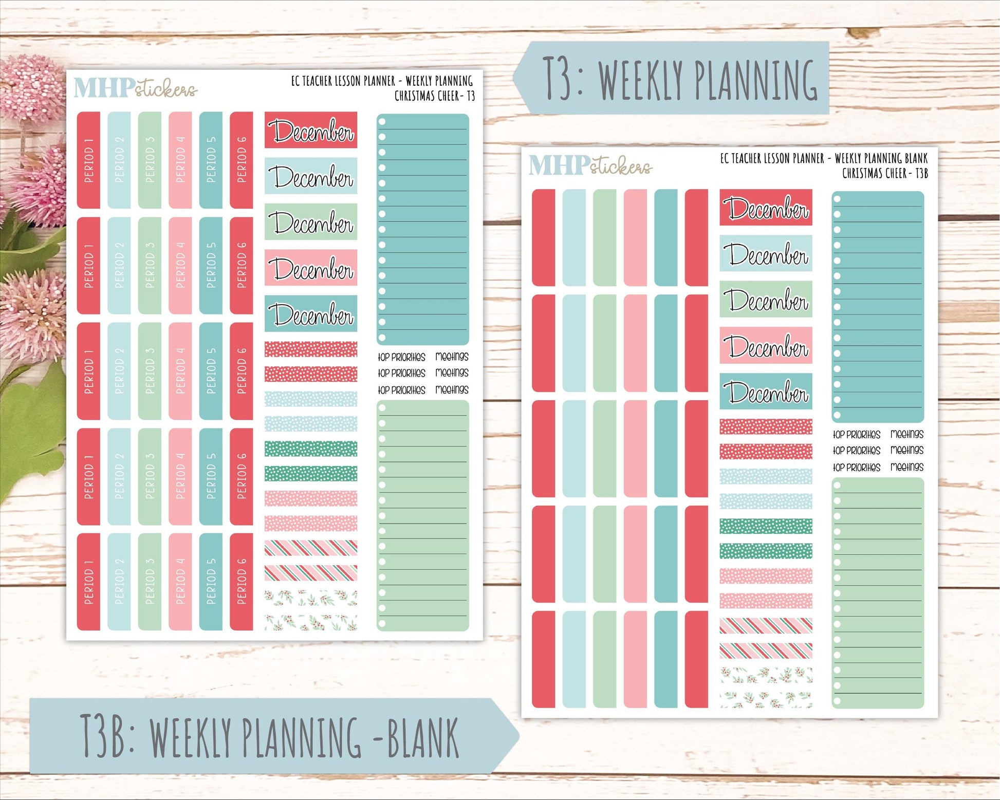 DECEMBER Stickers for EC Teacher Lesson Planner. 2025 Collection Christmas Cheer" || ECT