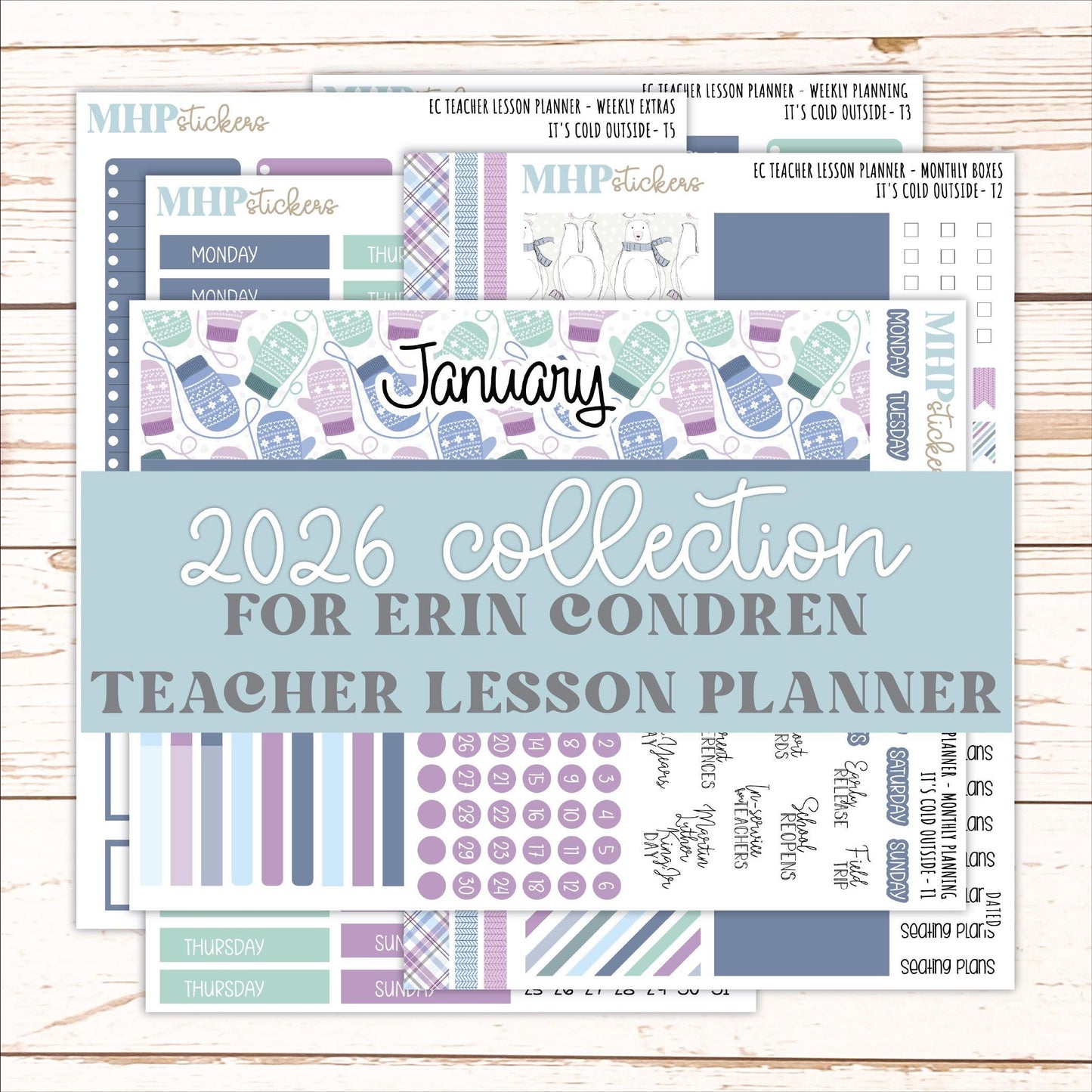 JANUARY Stickers for EC Teacher Lesson Planner. 2025 Collection "It's Cold Outside" || ECT