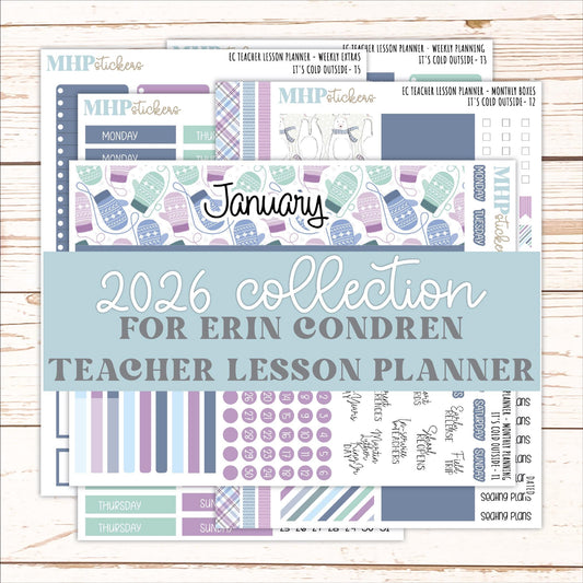 JANUARY Stickers for EC Teacher Lesson Planner. 2025 Collection "It's Cold Outside" || ECT