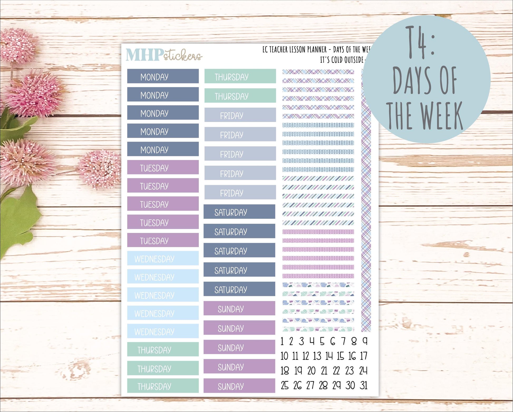 JANUARY Stickers for EC Teacher Lesson Planner. 2025 Collection "It's Cold Outside" || ECT