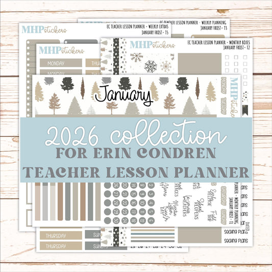 JANUARY Stickers for EC Teacher Lesson Planner. 2025 Collection "Winter Frost" || ECT