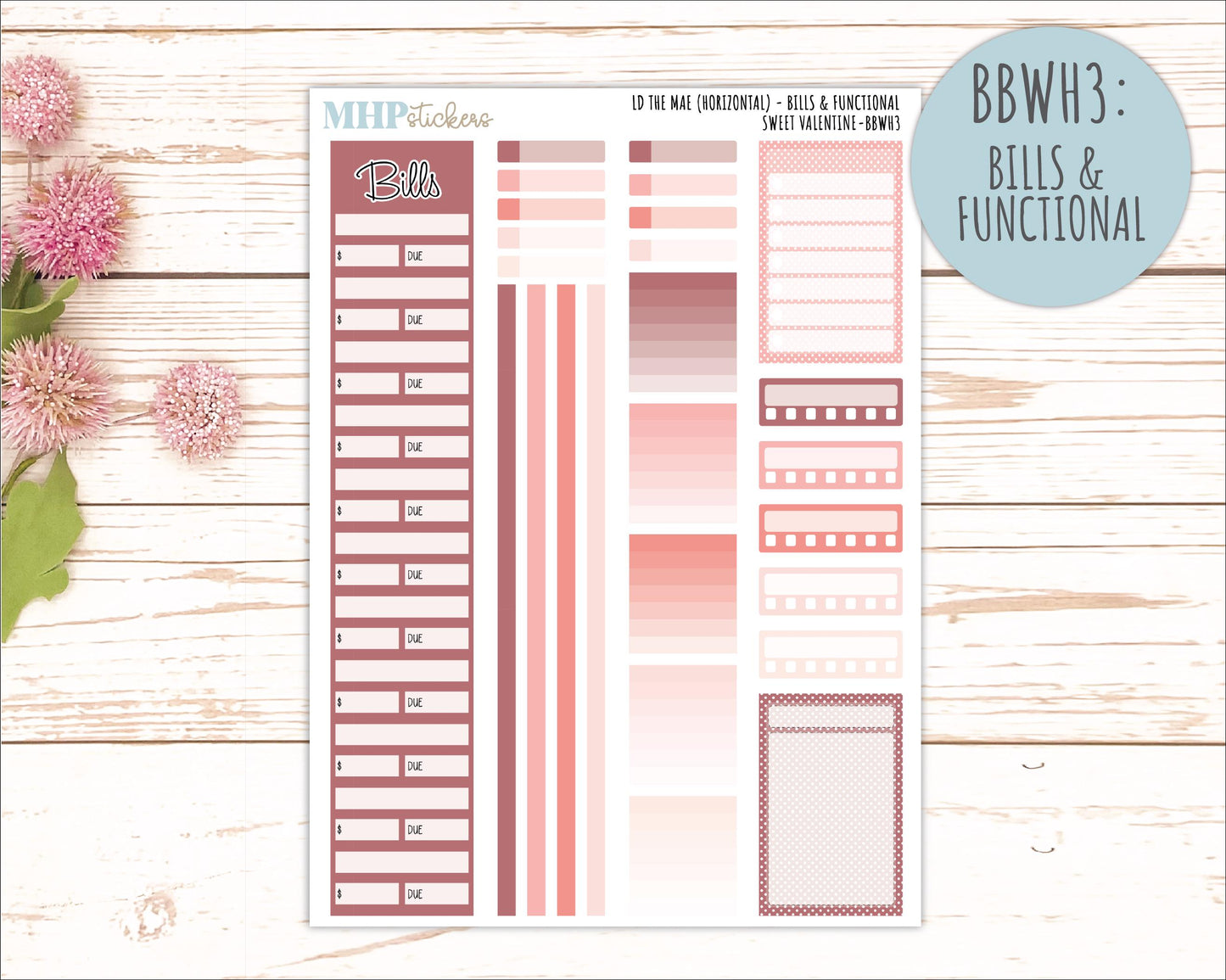 FEBRUARY 2026 Stickers for the Mae & Kristy Laurel Denise Planners (Book Bound Planner) "Sweet Valentine" || BB