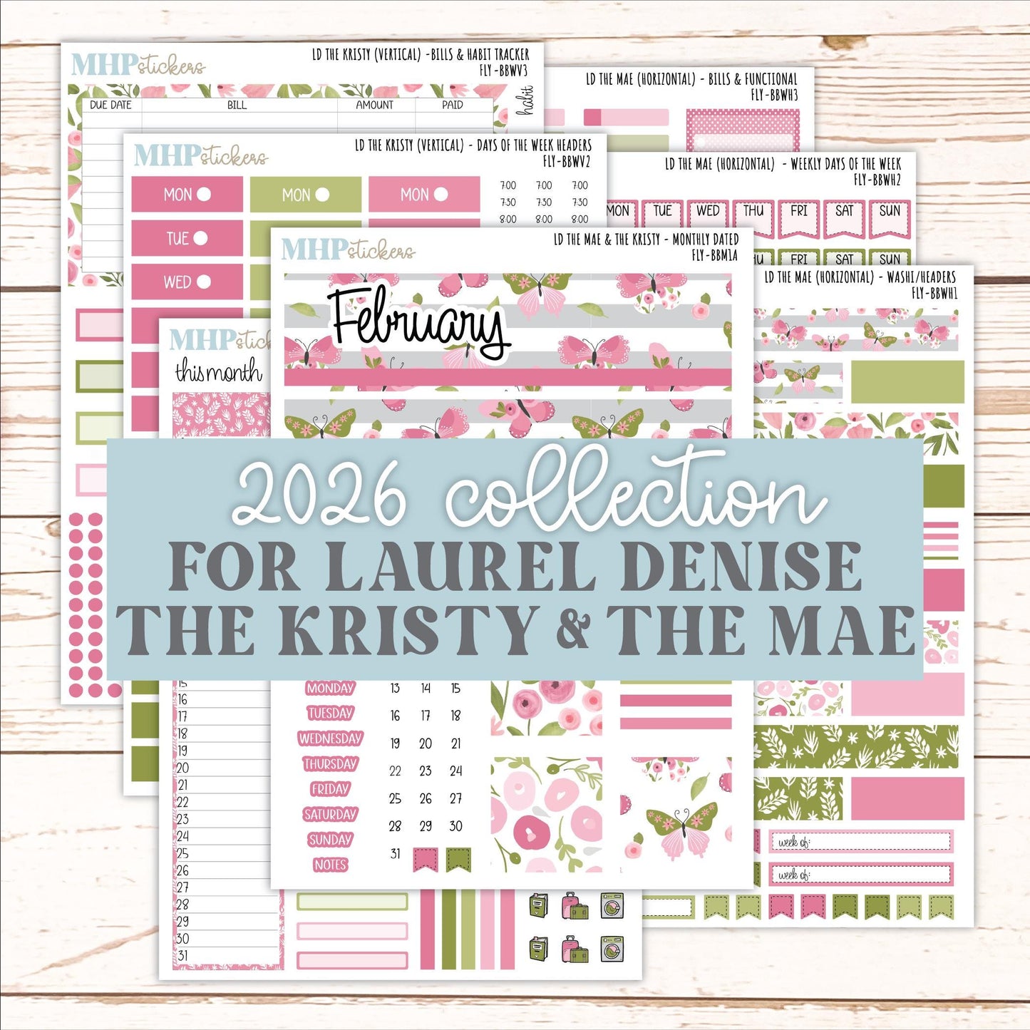 FEBRUARY 2026 Stickers for the Mae & Kristy Laurel Denise Planners (Book Bound Planner) "Fly" || BB