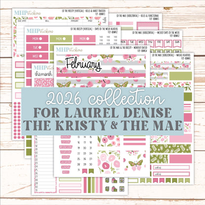 FEBRUARY 2026 Stickers for the Mae & Kristy Laurel Denise Planners (Book Bound Planner) "Fly" || BB