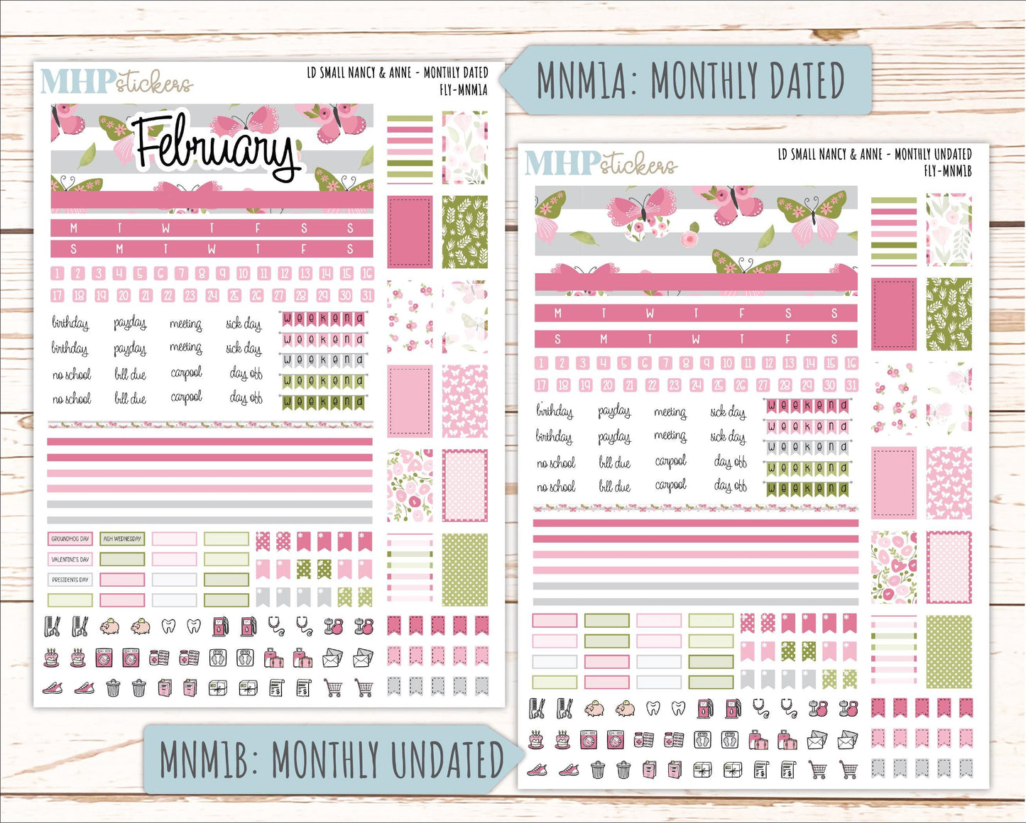 FEBRUARY 20265 Stickers for Small Nancy & Anne Laurel Denise Planners. (Formerly Mini Planner) "Fly" || MN