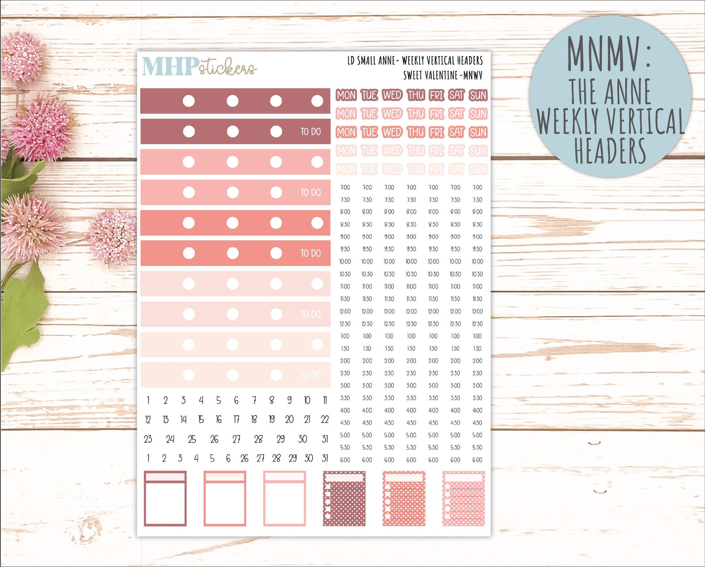 FEBRUARY 2026 Stickers for Small Nancy & Anne Laurel Denise Planners. (Formerly Mini Planner) "Sweet Valentine" || MN