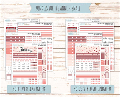 FEBRUARY 2026 Stickers for Small Nancy & Anne Laurel Denise Planners. (Formerly Mini Planner) "Sweet Valentine" || MN
