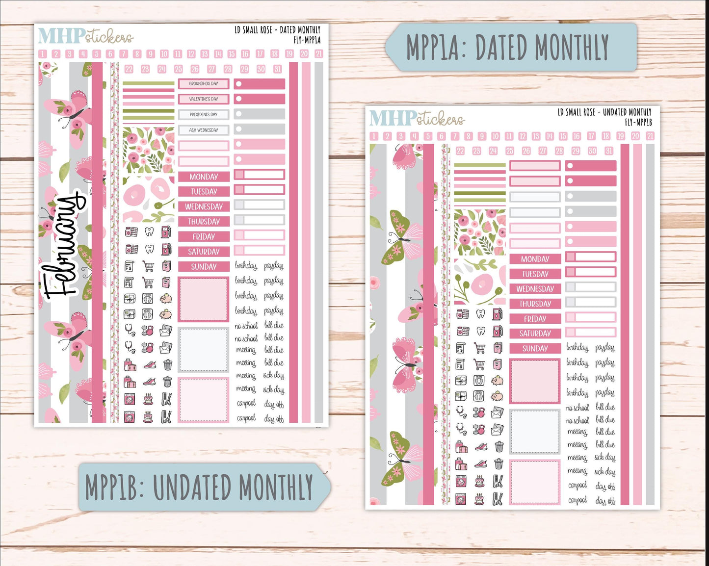 FEBRUARY 2026 Stickers for The Small Rose Laurel Denise Planner (Formerly Mini Project Planner) "Fly" || MPP