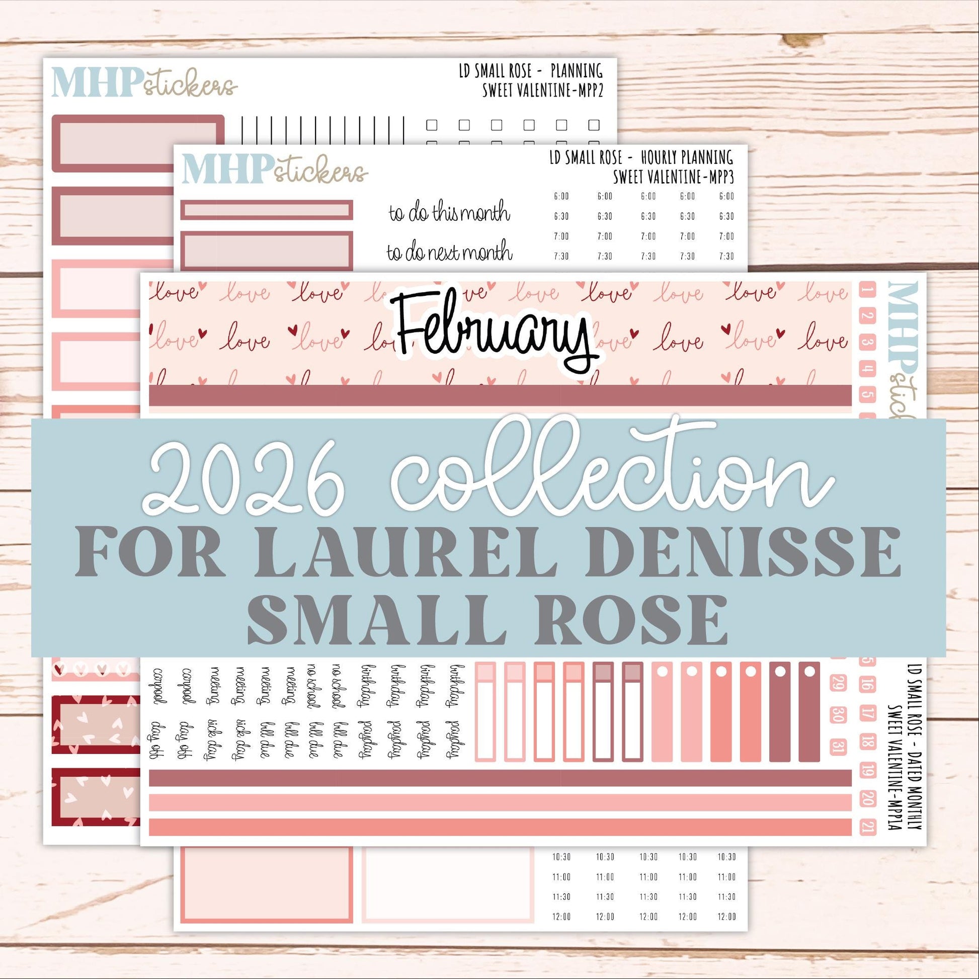 FEBRUARY 2026 Stickers for The Small Rose Laurel Denise Planner (Formerly Mini Project Planner) "Sweet Valentine" || MPP