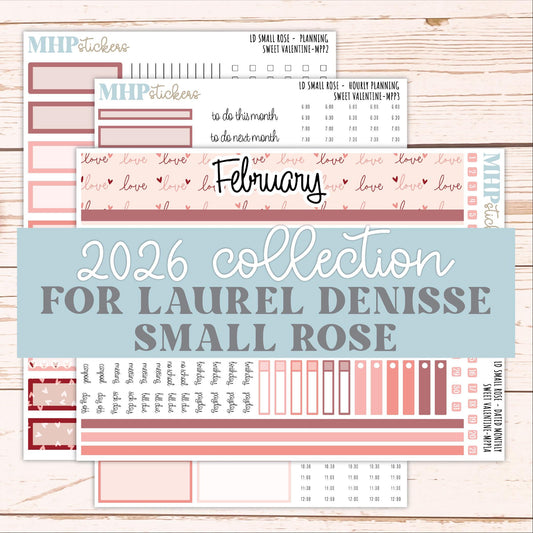 FEBRUARY 2026 Stickers for The Small Rose Laurel Denise Planner (Formerly Mini Project Planner) "Sweet Valentine" || MPP