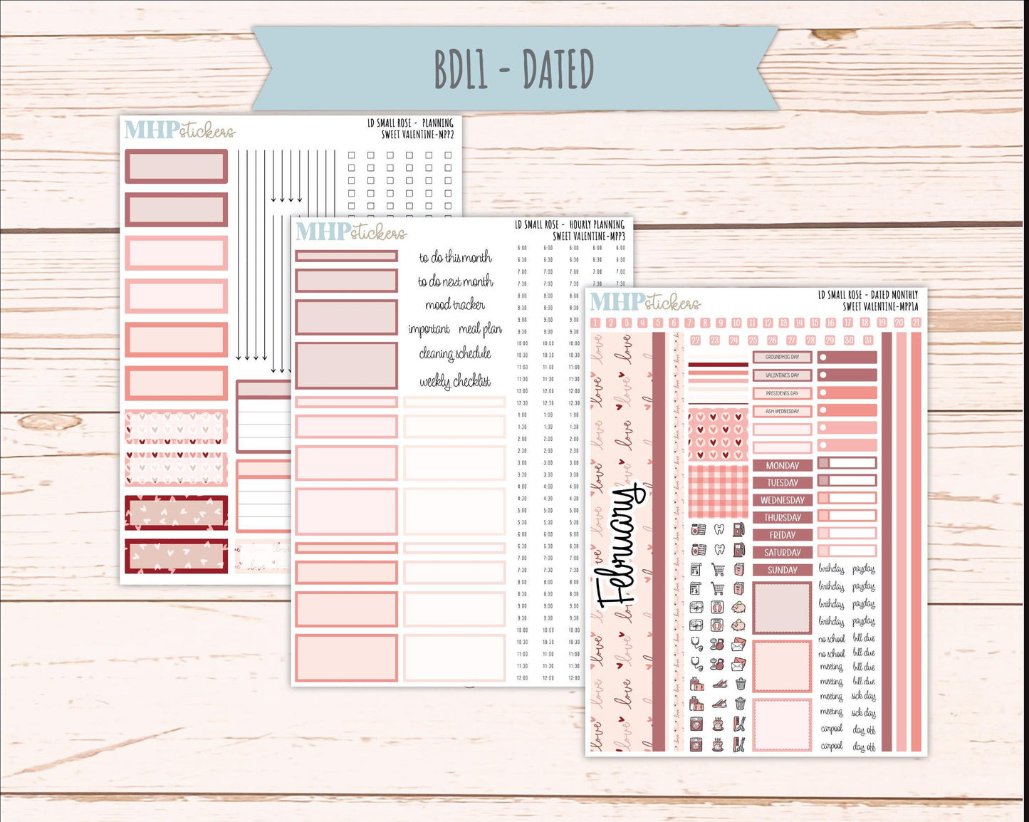 FEBRUARY 2026 Stickers for The Small Rose Laurel Denise Planner (Formerly Mini Project Planner) "Sweet Valentine" || MPP