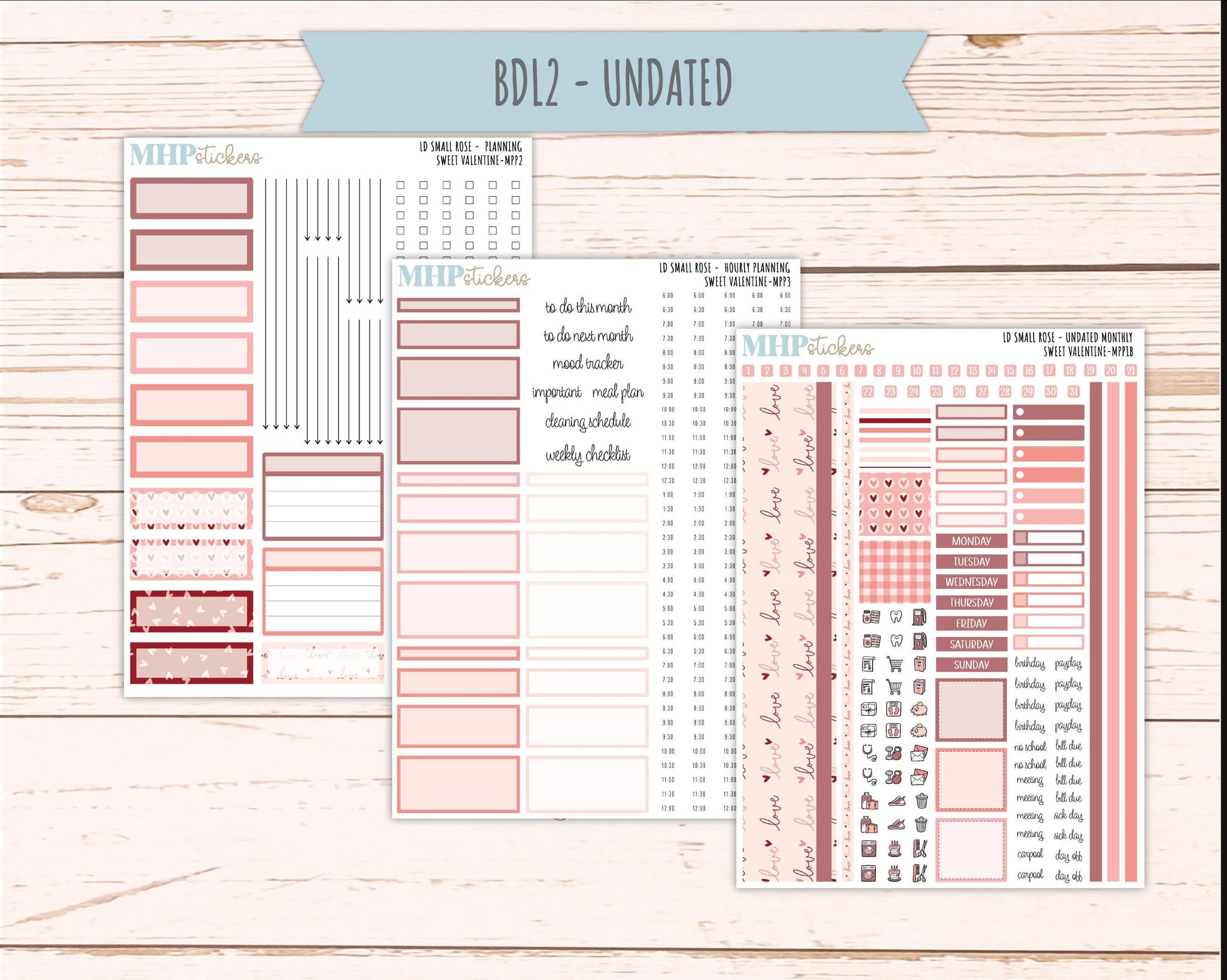 FEBRUARY 2026 Stickers for The Small Rose Laurel Denise Planner (Formerly Mini Project Planner) "Sweet Valentine" || MPP