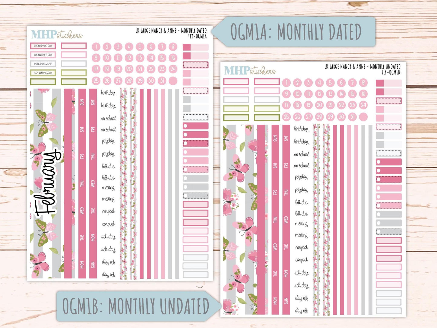 FEBRUARY 2026 Stickers for Large Nancy & Anne Planners (Formerly Original Size). For Laurel Denise Planners. "Fly" || OG