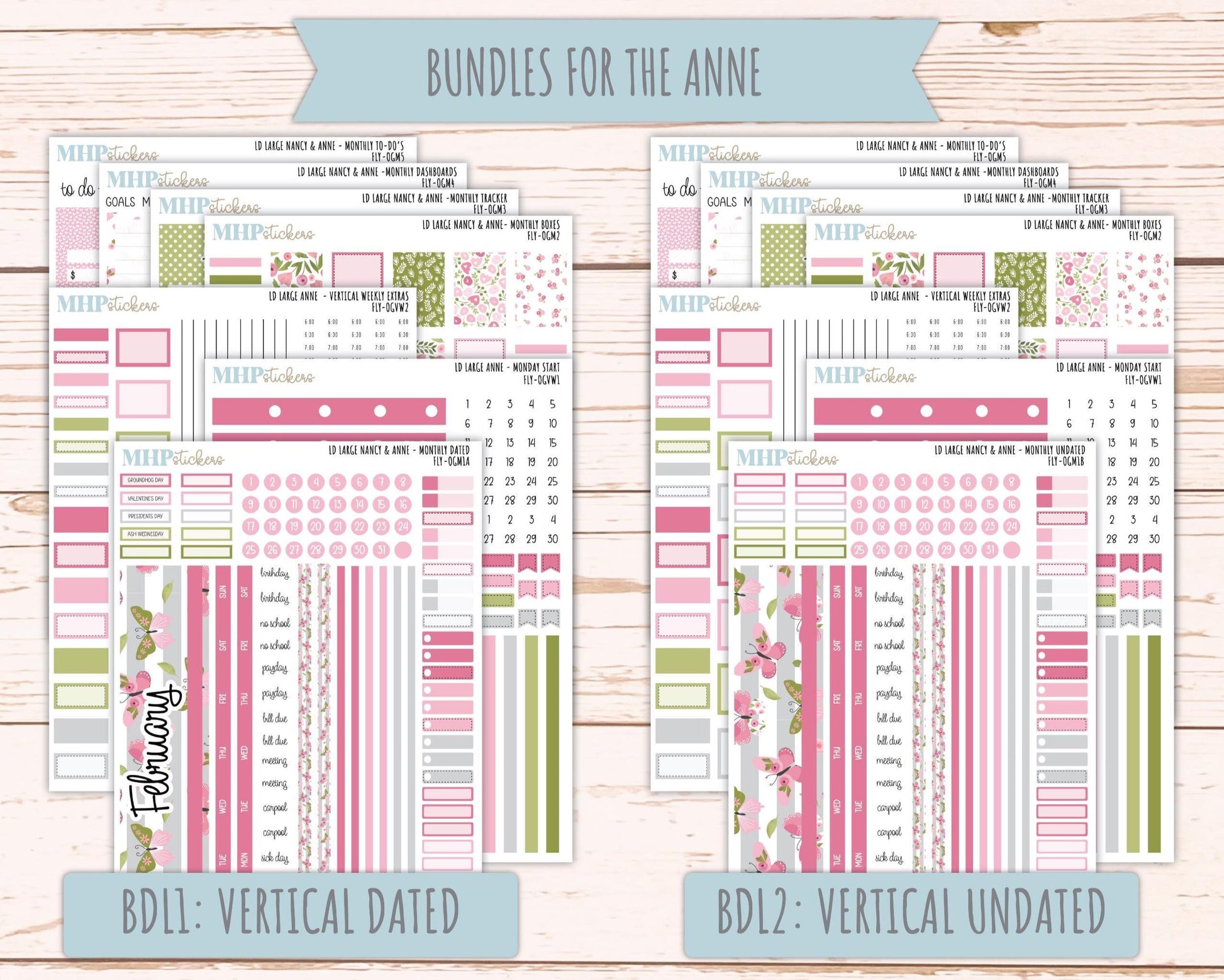 FEBRUARY 2026 Stickers for Large Nancy & Anne Planners (Formerly Original Size). For Laurel Denise Planners. "Fly" || OG