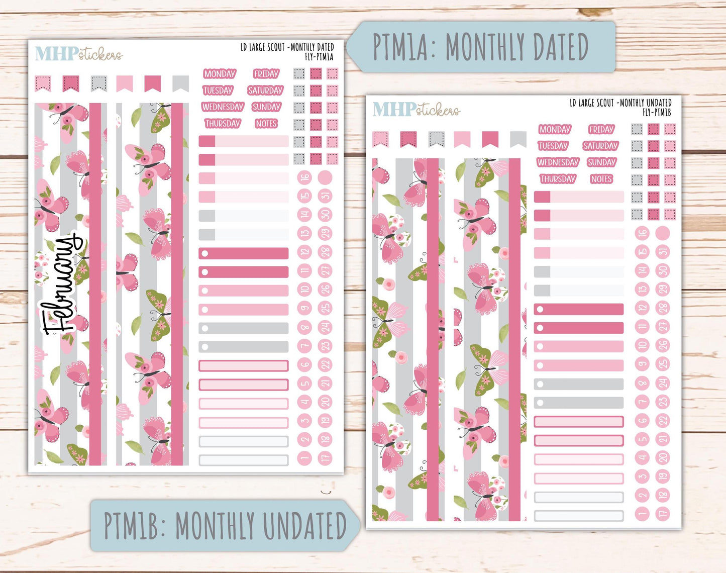 FEBRUARY 2026 Stickers for the Large Scout Planner (formerly Portrait Planner). For Laurel Denise Planners "Fly" ||PT