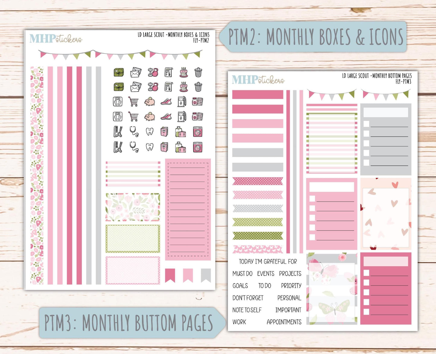 FEBRUARY 2026 Stickers for the Large Scout Planner (formerly Portrait Planner). For Laurel Denise Planners "Fly" ||PT