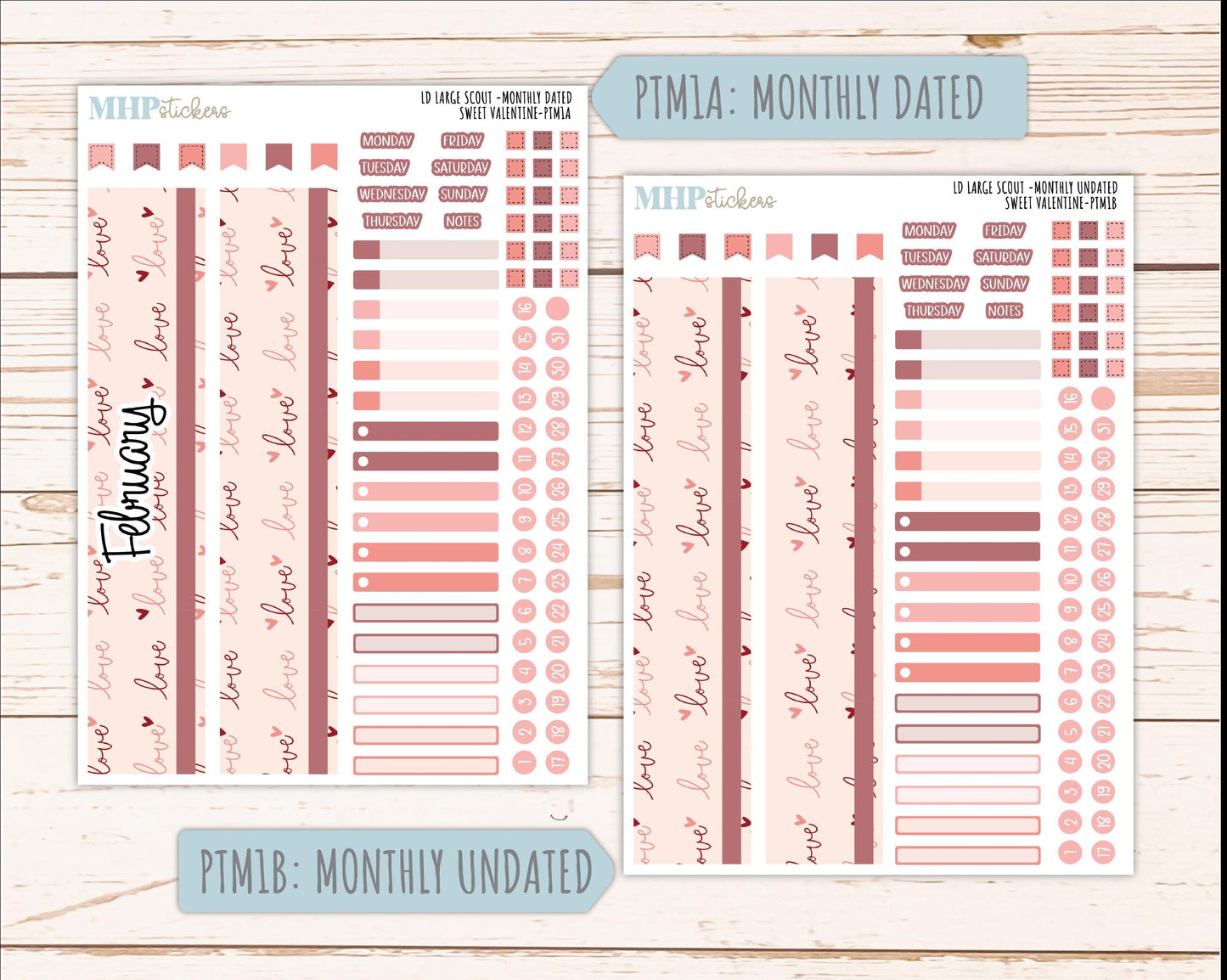 FEBRUARY 2026 Stickers for the Large Scout Planner (formerly Portrait Planner). For Laurel Denise Planners "Sweet Valentine" ||PT