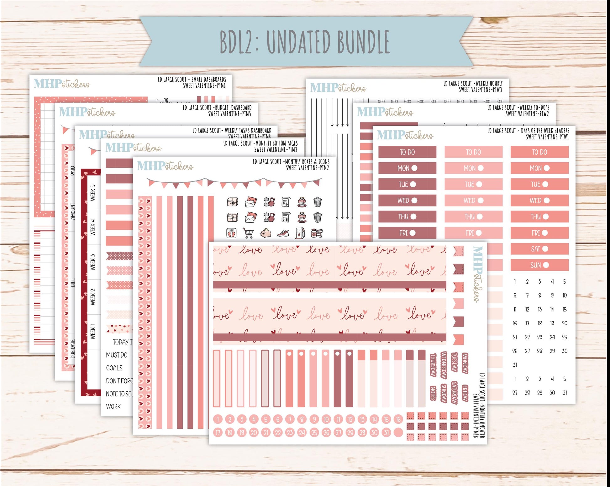 FEBRUARY 2026 Stickers for the Large Scout Planner (formerly Portrait Planner). For Laurel Denise Planners "Sweet Valentine" ||PT
