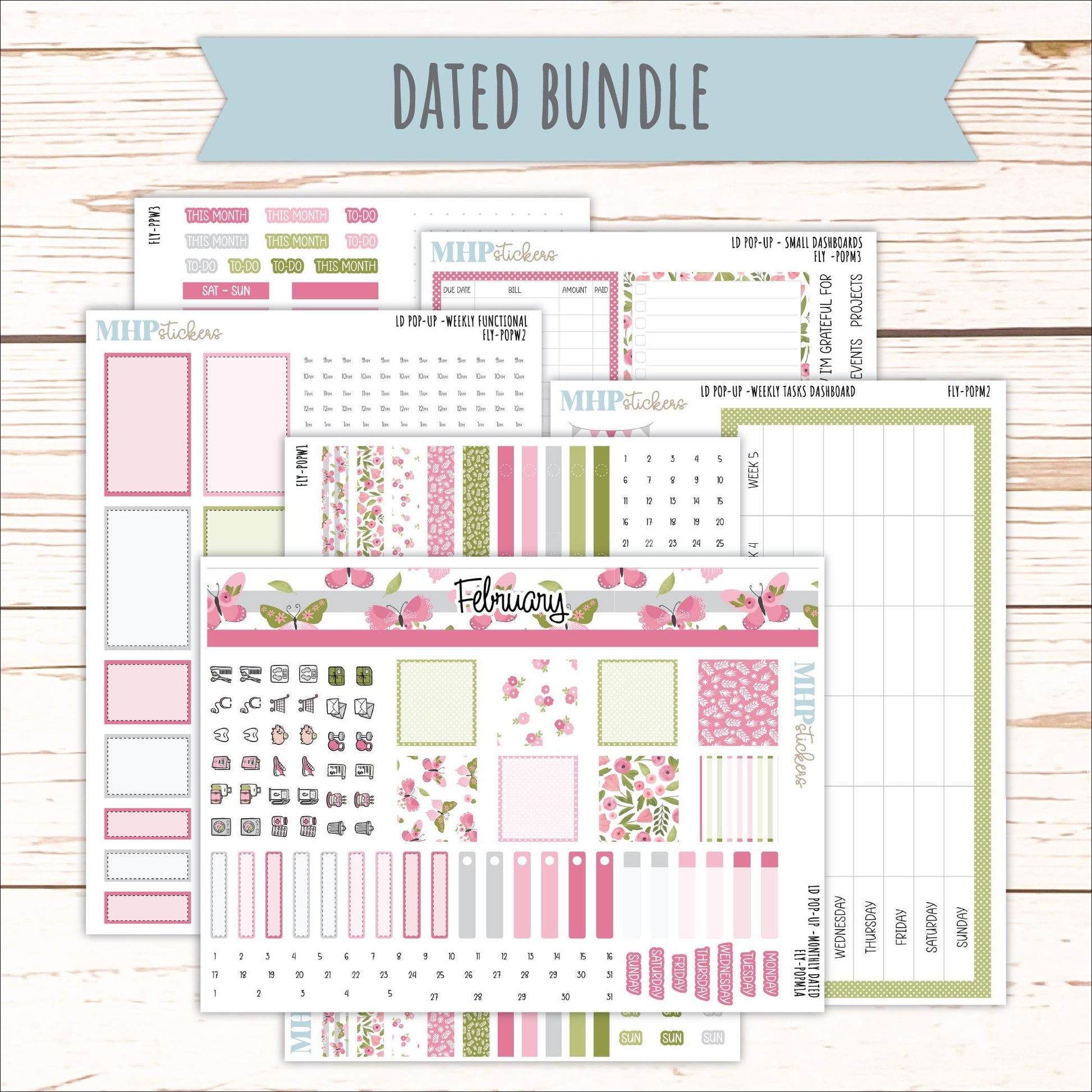 FEBRUARY 2026 Stickers for The Jo, Laurel Denise Planner (Formerly Pop-Up Planner) "Fly" || POP