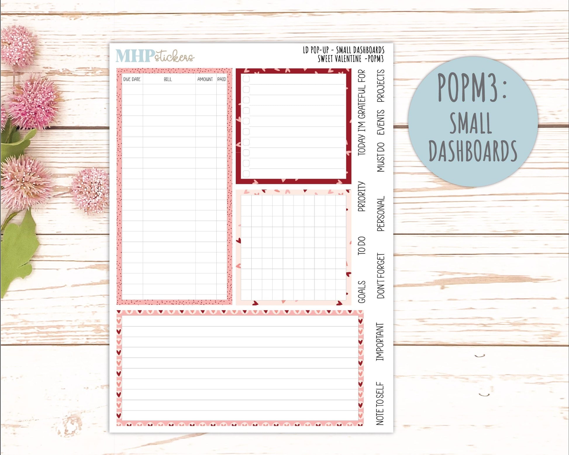 FEBRUARY 2026 Stickers for The Jo, Laurel Denise Planner (Formerly Pop-Up Planner) "Sweet Valentine" || POP