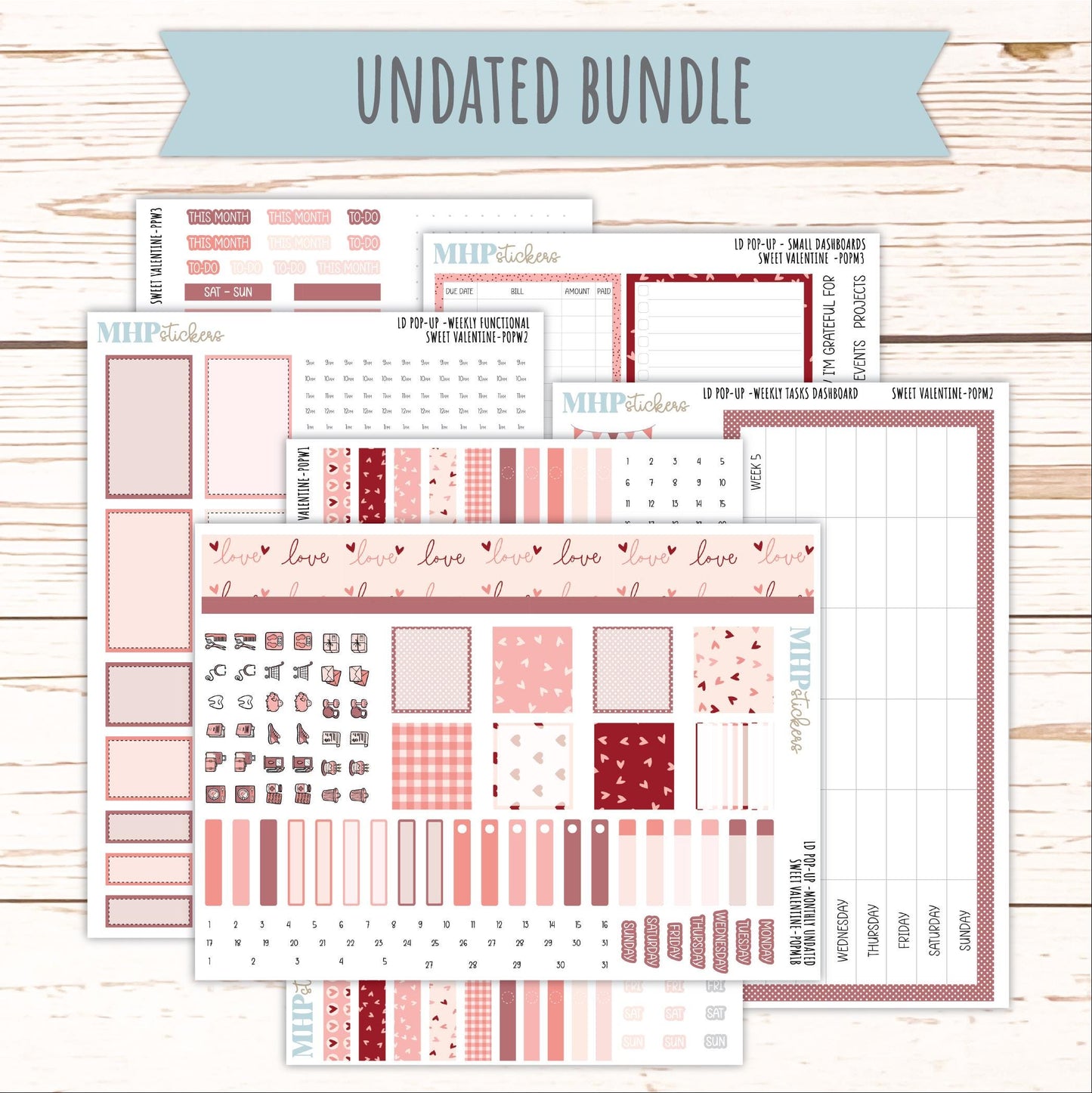 FEBRUARY 2026 Stickers for The Jo, Laurel Denise Planner (Formerly Pop-Up Planner) "Sweet Valentine" || POP