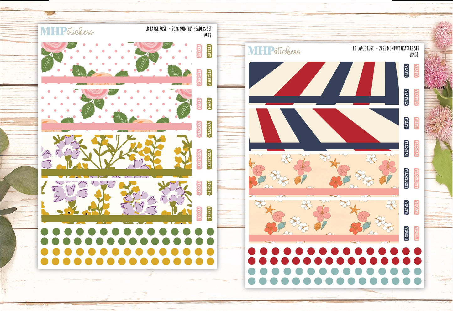 2026 Monthly Headers Set for the Large Rose Laurel Denise Planner (Formerly Project Planner) || LD438