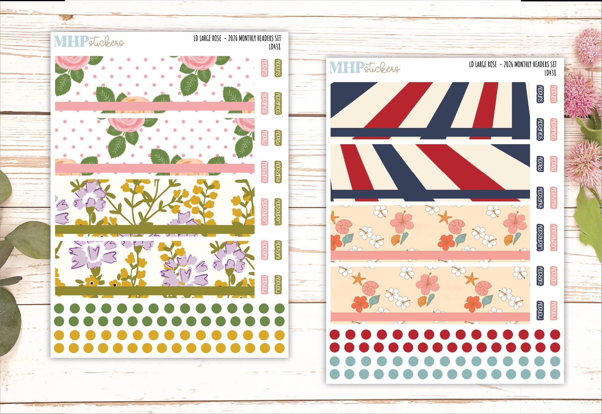 2026 Monthly Headers Set for the Large Rose Laurel Denise Planner (Formerly Project Planner) || LD438