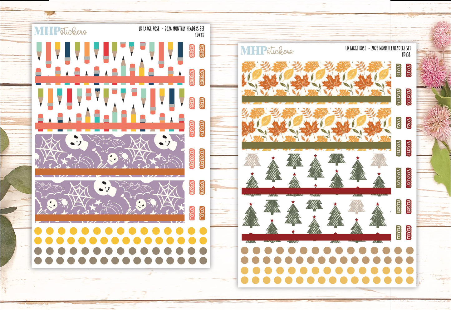 2026 Monthly Headers Set for the Large Rose Laurel Denise Planner (Formerly Project Planner) || LD438