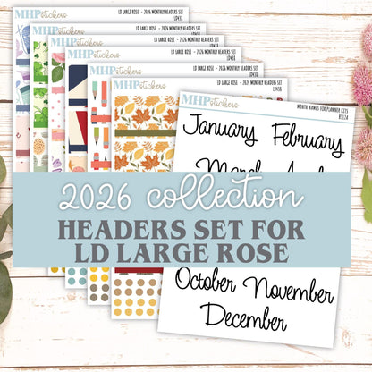 2026 Monthly Headers Set for the Large Rose Laurel Denise Planner (Formerly Project Planner) || LD438