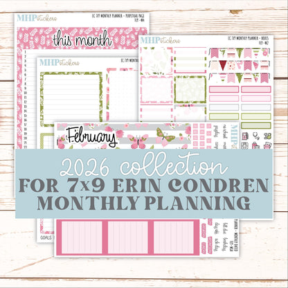 FEBRUARY Monthly Kit for 7x9 Erin Condren Planners. 2026 Collection "Fly" || ECM