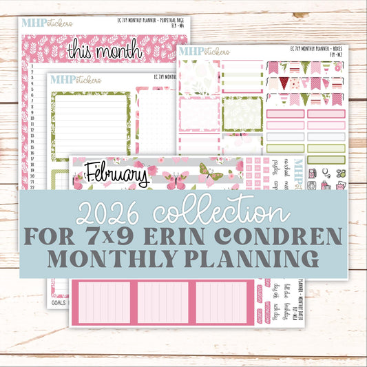 FEBRUARY Monthly Kit for 7x9 Erin Condren Planners. 2026 Collection "Fly" || ECM