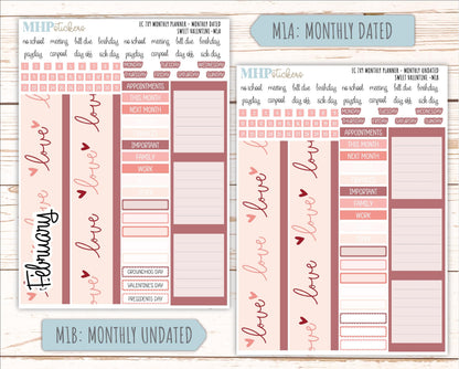 FEBRUARY Monthly Kit for 7x9 Erin Condren Planners. 2026 Collection "Sweet Valentine" || ECM