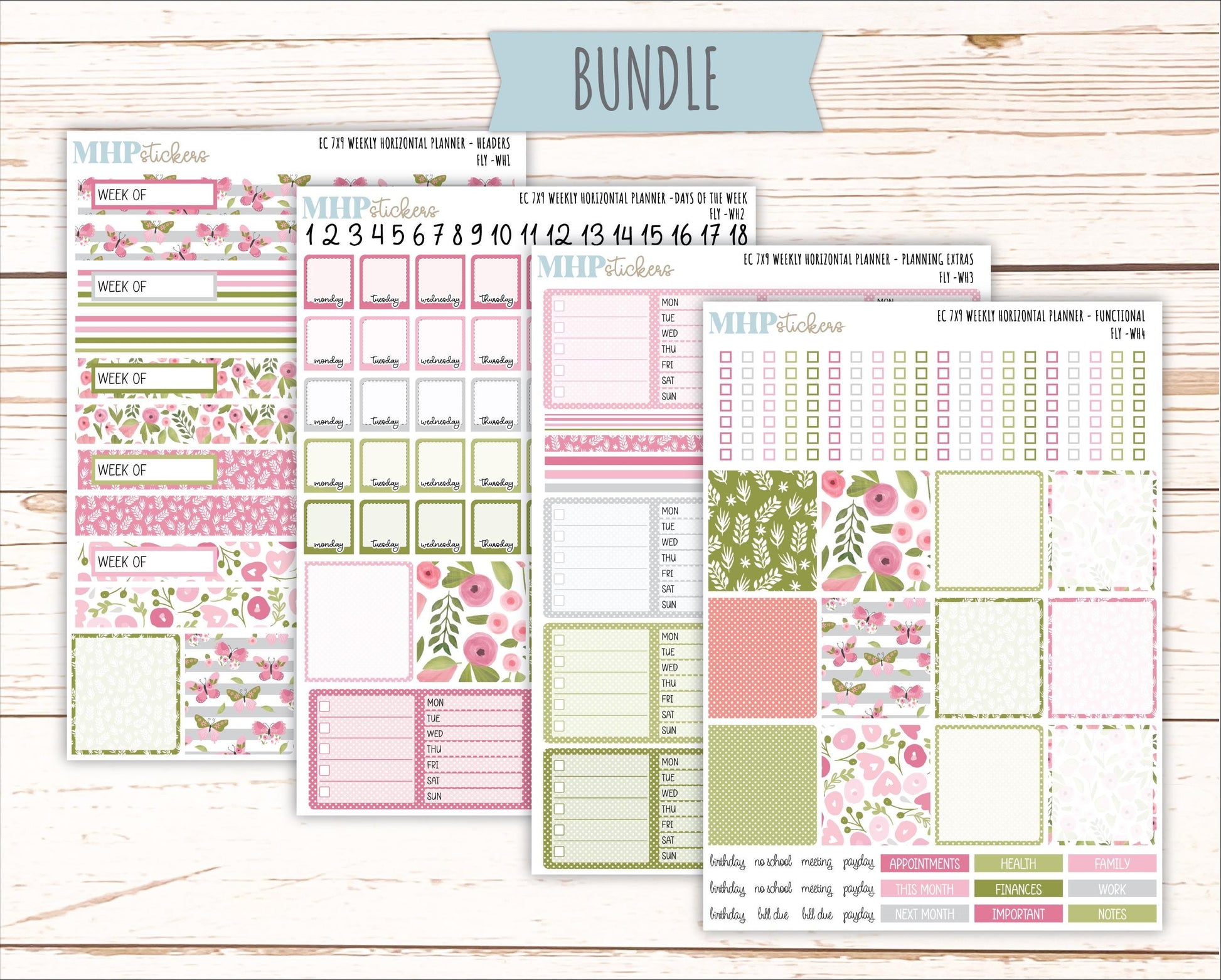 FEBRUARY Weekly Horizontal Planning Kit for 7x9 Erin Condren Planners. 2026 Collection "Fly" || ECWH