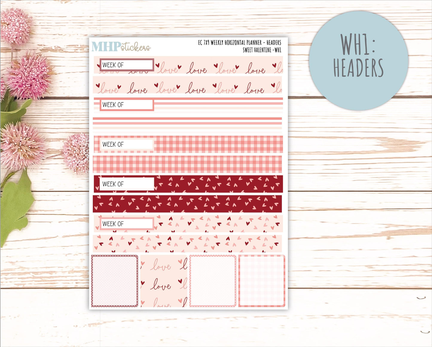 FEBRUARY Weekly Horizontal Planning Kit for 7x9 Erin Condren Planners. 2026 Collection "Sweet Valentine" || ECWH